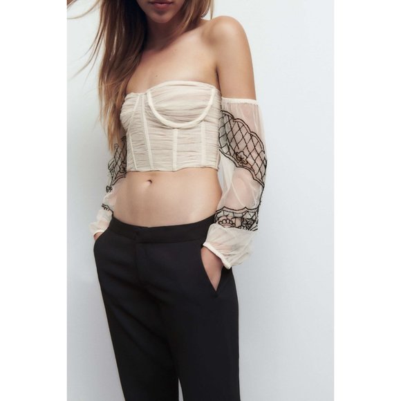 Zara Tops - Zara EMBROIDERED CORSET (nwt) Size S